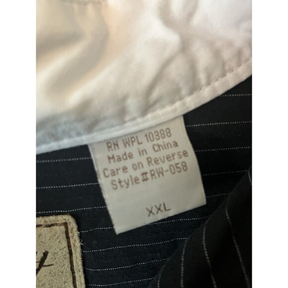 Scully Western Henley Shirt Mens Size XXL Banded Collar 1/4 Button Black White - Picture 6 of 7